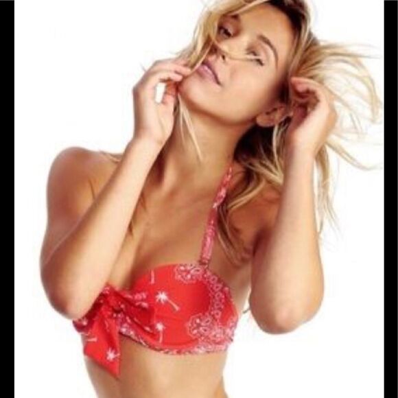 WILDFOX orange bandana print bikini top. NWT - Picture 6 of 10